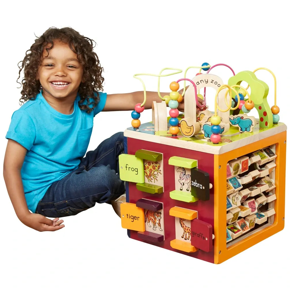 Wooden Activity Cube for Toddlers – Multi-Side Learning Toy